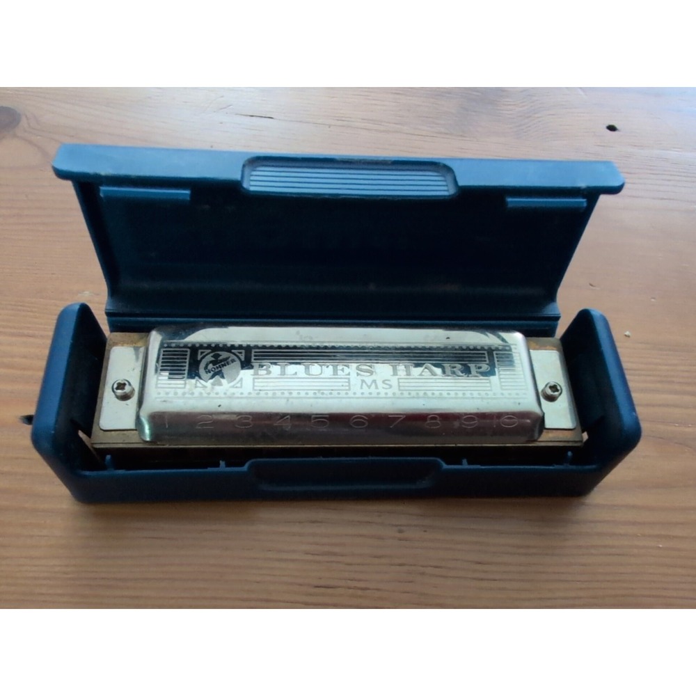 Vintage M. Hohner Blues Harp Key Of G Harmonica with case Made In Germany